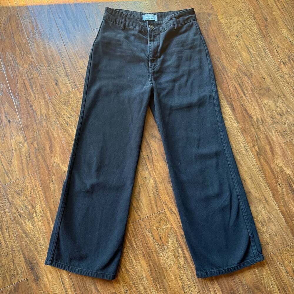 Reformation Jeans Wide Leg Black Denim Pants Size 28